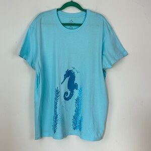 Cuffy's Cape Cod Women's Blue Sea Horse T-Shirt XXL Beach Coastal Ocean